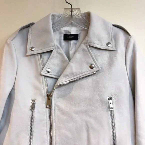 JOSEPH Ryder 100% Lamb Leather White Designer Classic Motorcycle Jacket 36 RARE - Picture 6 of 12
